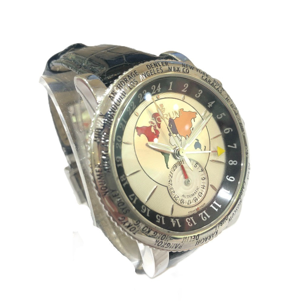CORUM 983.201.20 Classic GMT Automatic Watch with See-Through Back, Stainless Steel, Men's, Silver