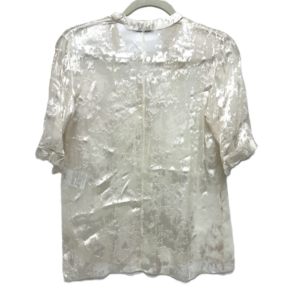 BALENCIAGA Crinkled Ribbon Sheer Rayon Blouse in White for Women