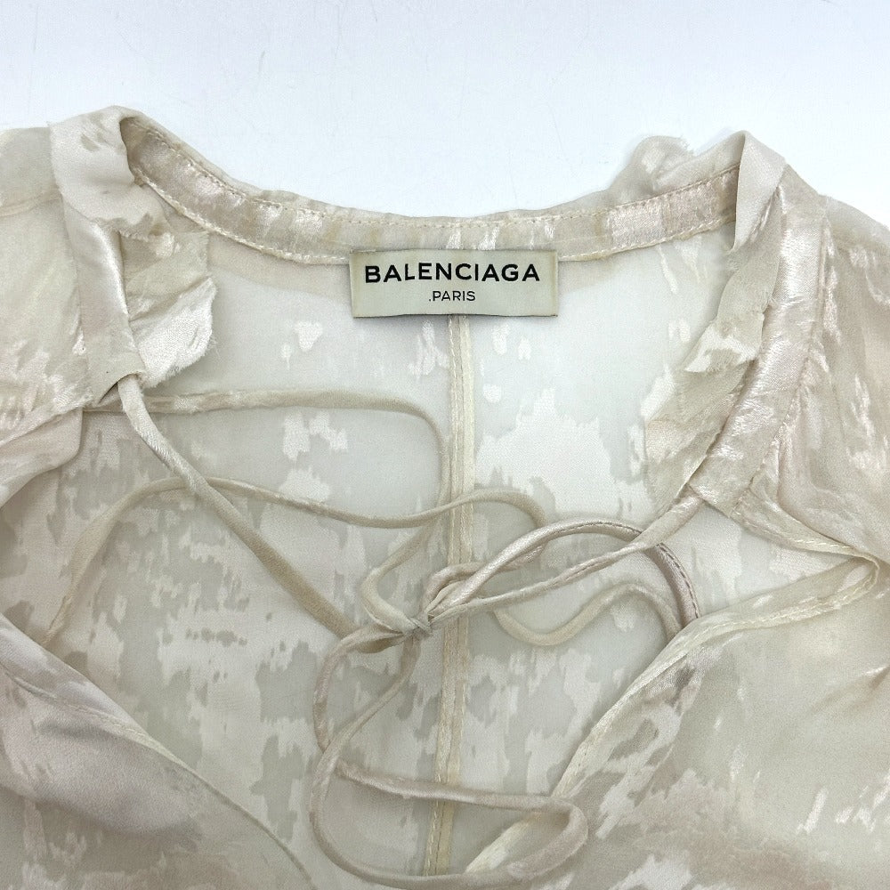 BALENCIAGA Crinkled Ribbon Sheer Rayon Blouse in White for Women