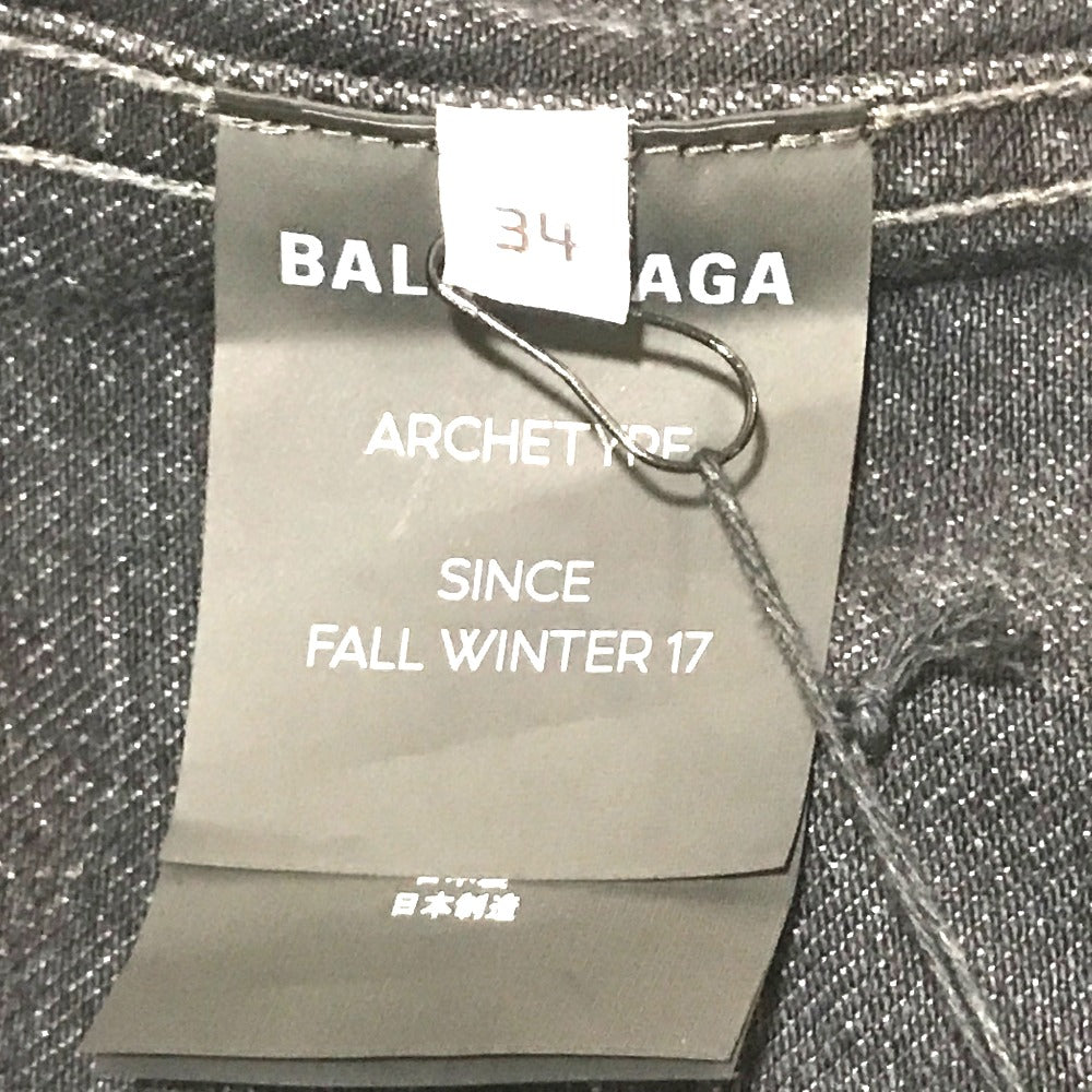 BALENCIAGA 529177 タグ有 ロゴ ストラス 18AW Gジャン デニムジャケット コットンデニム ユニセックス グレー グレー系