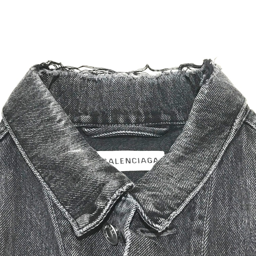 BALENCIAGA 529177 タグ有 ロゴ ストラス 18AW Gジャン デニムジャケット コットンデニム ユニセックス グレー グレー系