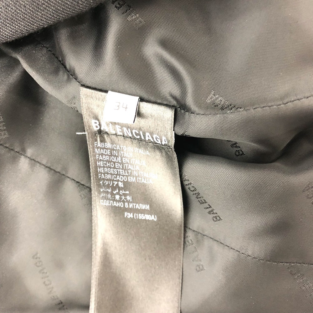 BALENCIAGA 571278 Single Black Basic Jacket with Shoulder Pads, Long Sleeve, Cotton, Women's, Black
