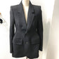 BALENCIAGA 571278 Single Black Basic Jacket with Shoulder Pads, Long Sleeve, Cotton, Women's, Black