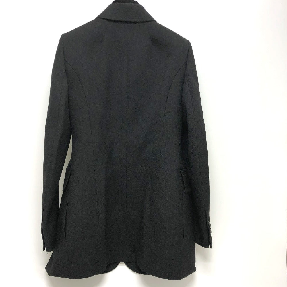 BALENCIAGA 571278 Single Black Basic Jacket with Shoulder Pads, Long Sleeve, Cotton, Women's, Black