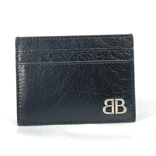 BALENCIAGA 766547 BB Business Card Case, Pass Case, Card Case, Leather, Women's, Black
