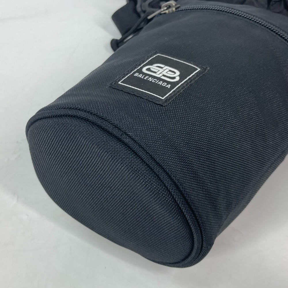 BALENCIAGA 618193 ボトルホルダー 巾着 ロゴ カバン 斜め掛け ポシェット バイカラー ショルダーバッグ ナイロン/レザー レディース ブラック