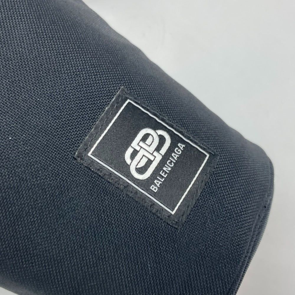 BALENCIAGA 618193 ボトルホルダー 巾着 ロゴ カバン 斜め掛け ポシェット バイカラー ショルダーバッグ ナイロン/レザー レディース ブラック