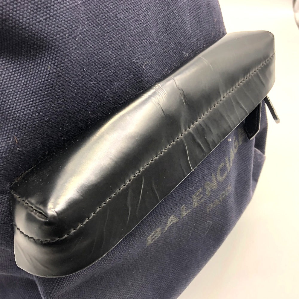 BALENCIAGA 392007 ロゴ リュックサック キャンバス/レザー メンズ ネイビー