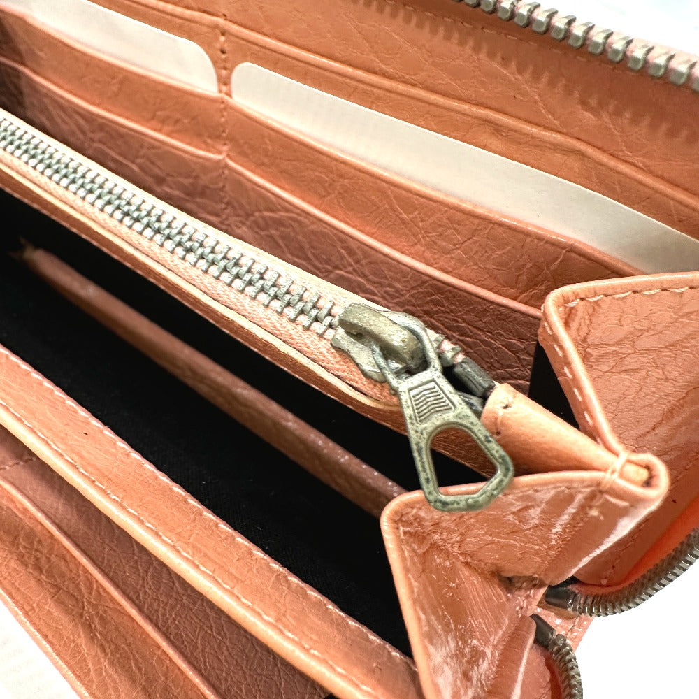 BALENCIAGA 419805 Exclusive Women's Leather Long Wallet with Zip-Around Design in Pink Beige