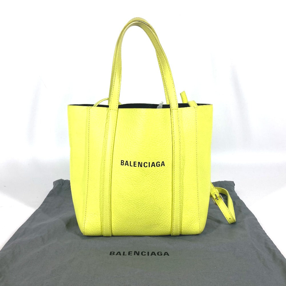 BALENCIAGA 551815 ロゴ エブリデイ トートバッグ XXS トートバッグ カバン 斜め掛け ショルダーバッグ レザー レディース イエロー