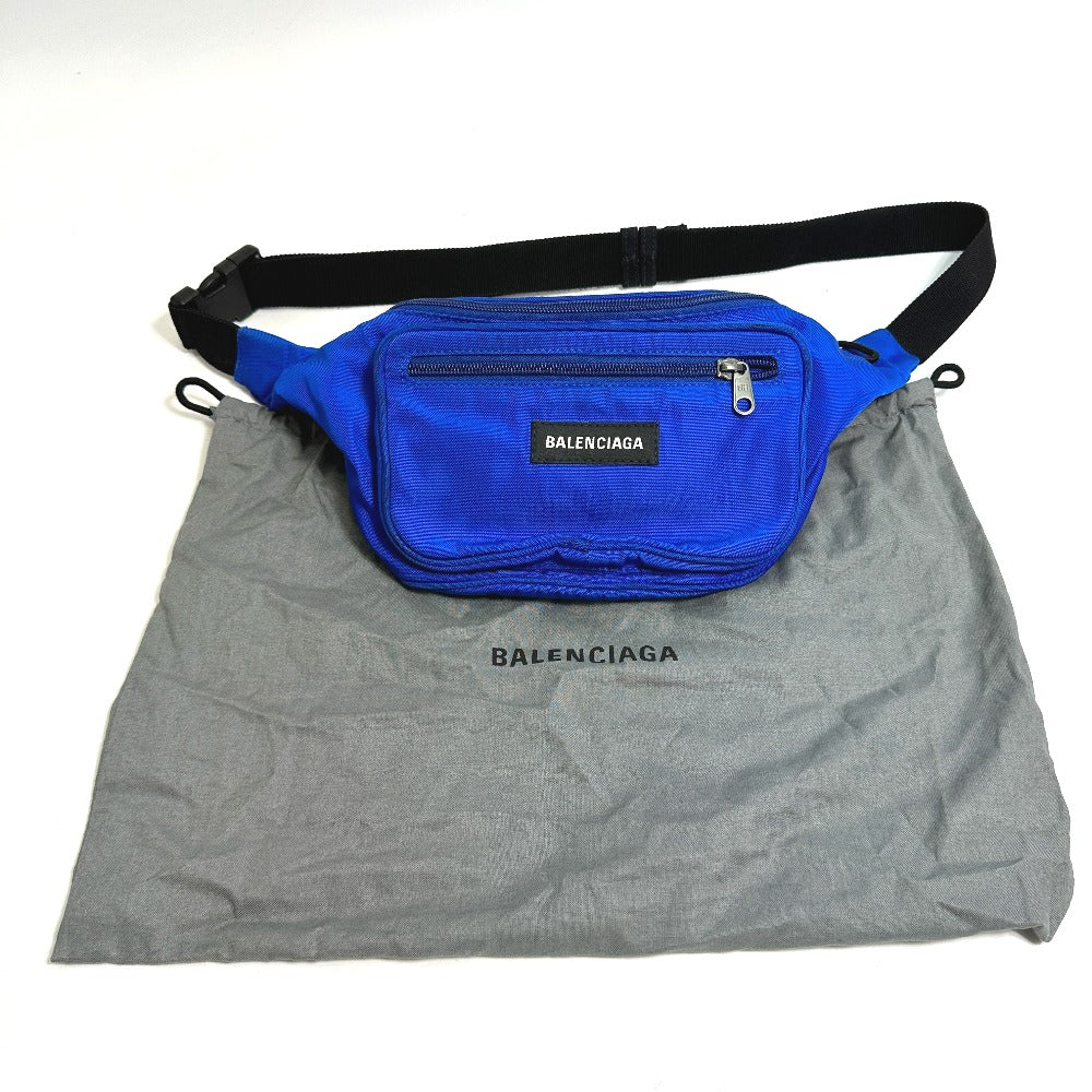 BALENCIAGA 482389 Logo Explorer Waist Bag, Shoulder Bag, Belt Bag, Body Bag, Nylon, Men's, Blue