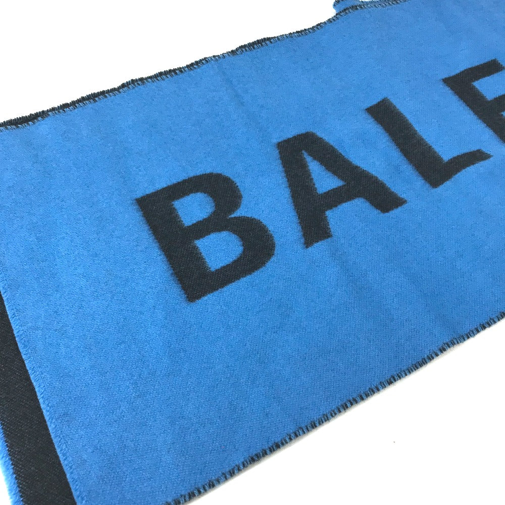 BALENCIAGA バイカラー ロゴ マフラー ウール メンズ ブルー