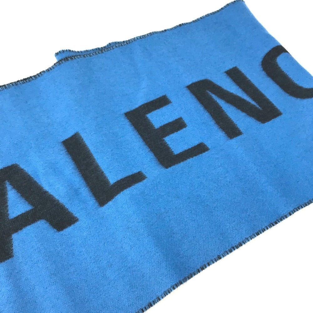 BALENCIAGA バイカラー ロゴ マフラー ウール メンズ ブルー