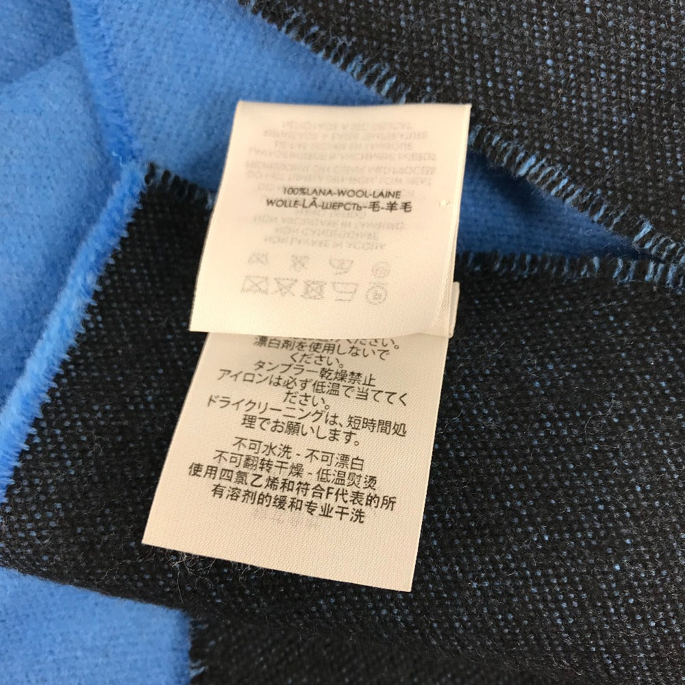 BALENCIAGA バイカラー ロゴ マフラー ウール メンズ ブルー