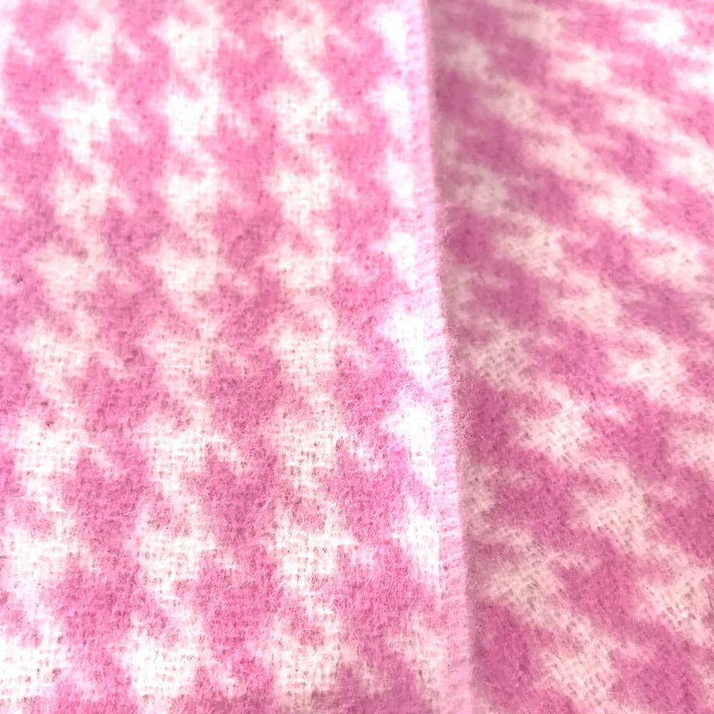 BALENCIAGA Check Logo Fringe Scarf Wool/Cashmere Women's Pink