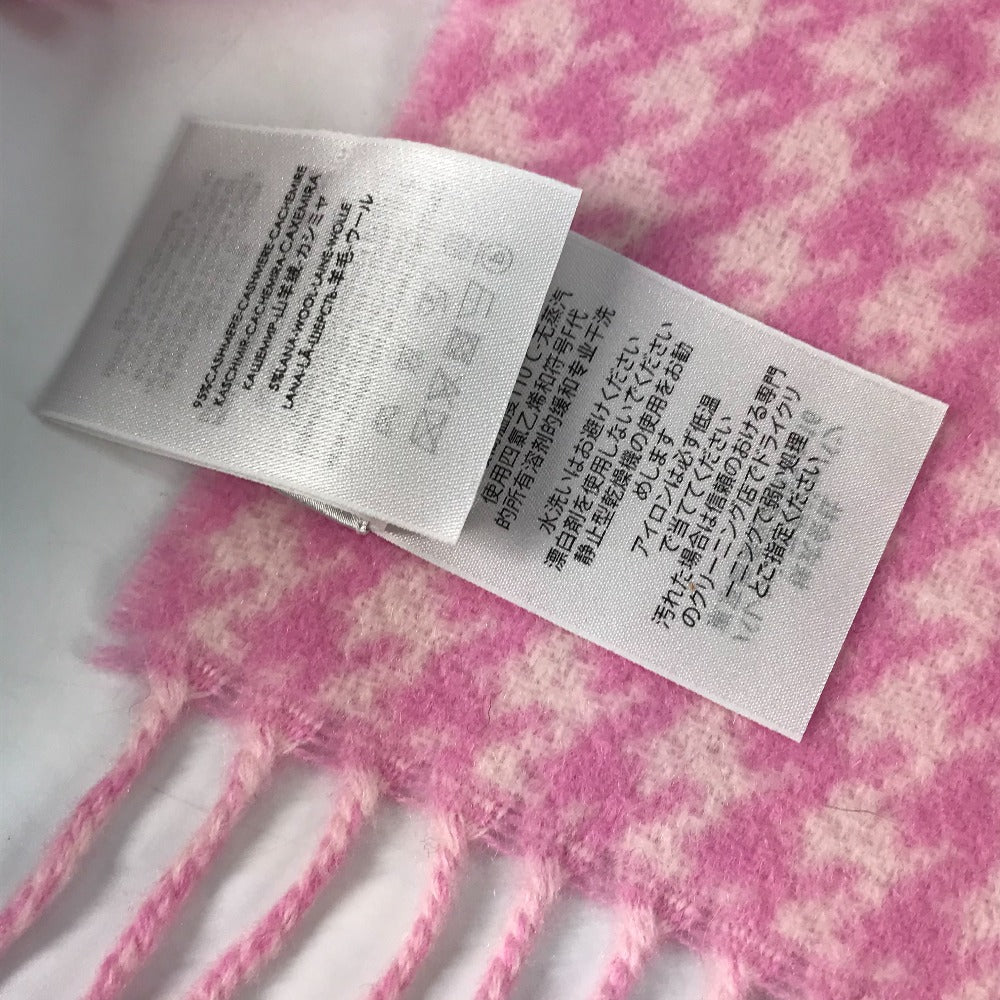 BALENCIAGA Check Logo Fringe Scarf Wool/Cashmere Women's Pink