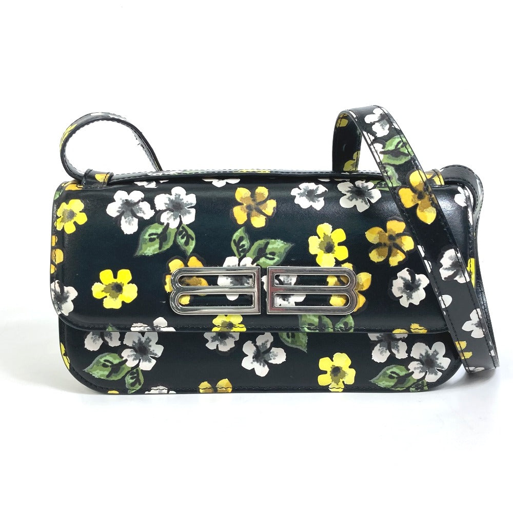 BALENCIAGA 674693 GOSSIP ゴシップ フラワー カバン 肩掛け 斜め掛け ショルダーバッグ レザー レディース ブラック