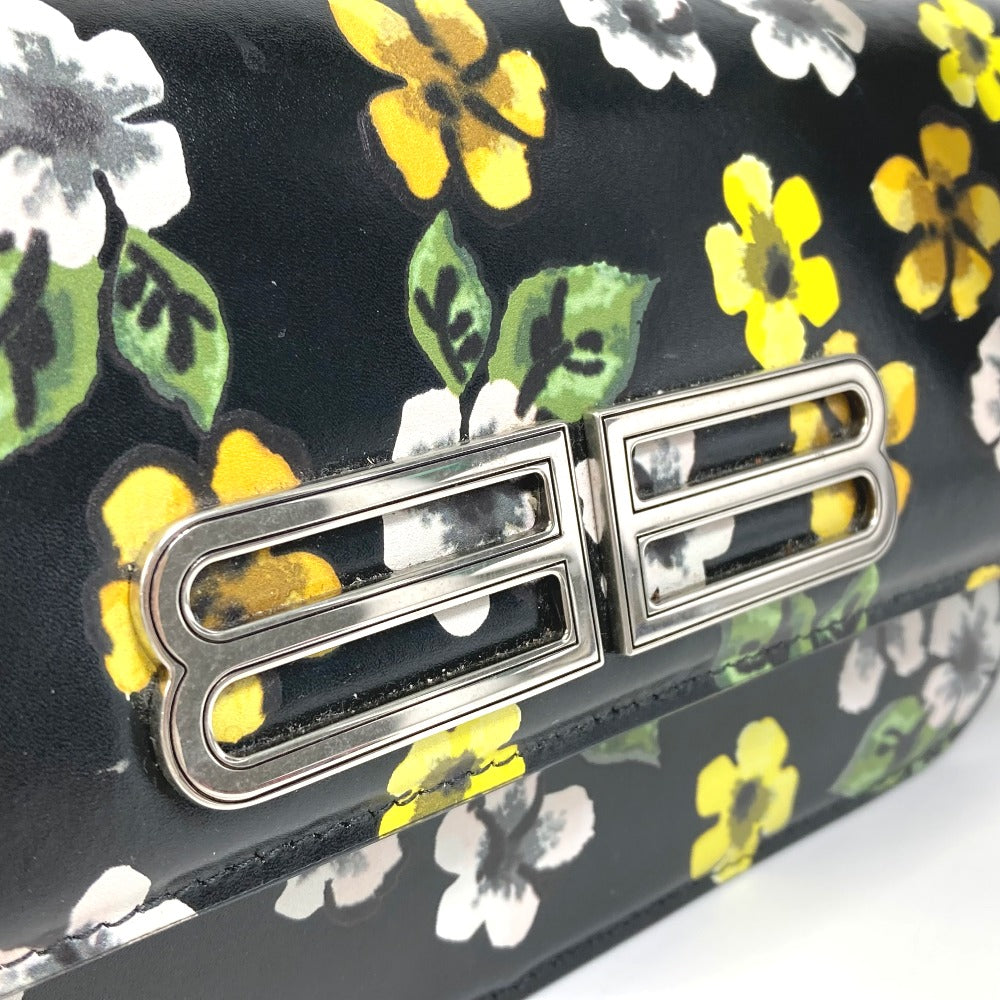 BALENCIAGA 674693 GOSSIP ゴシップ フラワー カバン 肩掛け 斜め掛け ショルダーバッグ レザー レディース ブラック