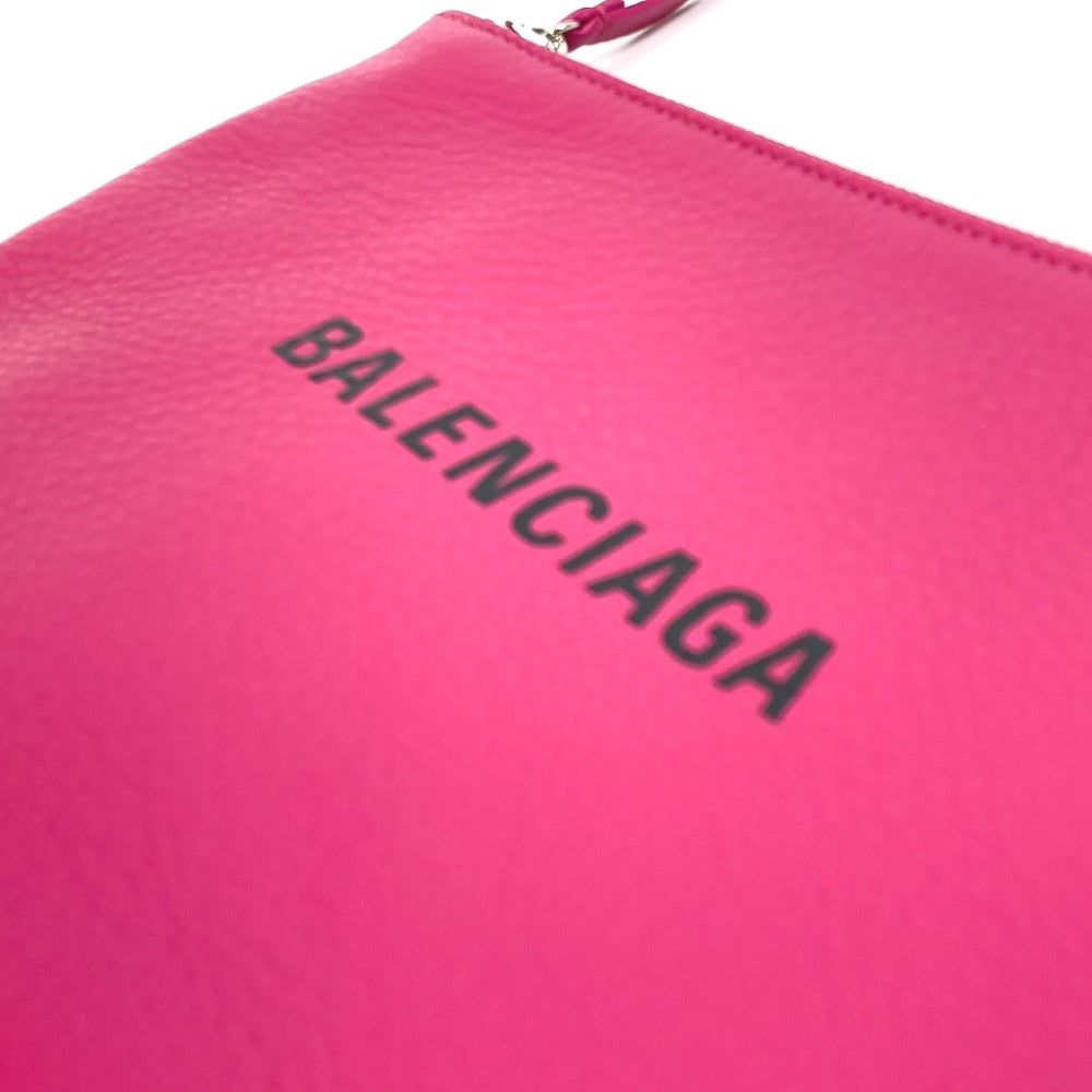 BALENCIAGA 492465 Logo Everyday Pouch M Clutch Bag Leather Women's Pink