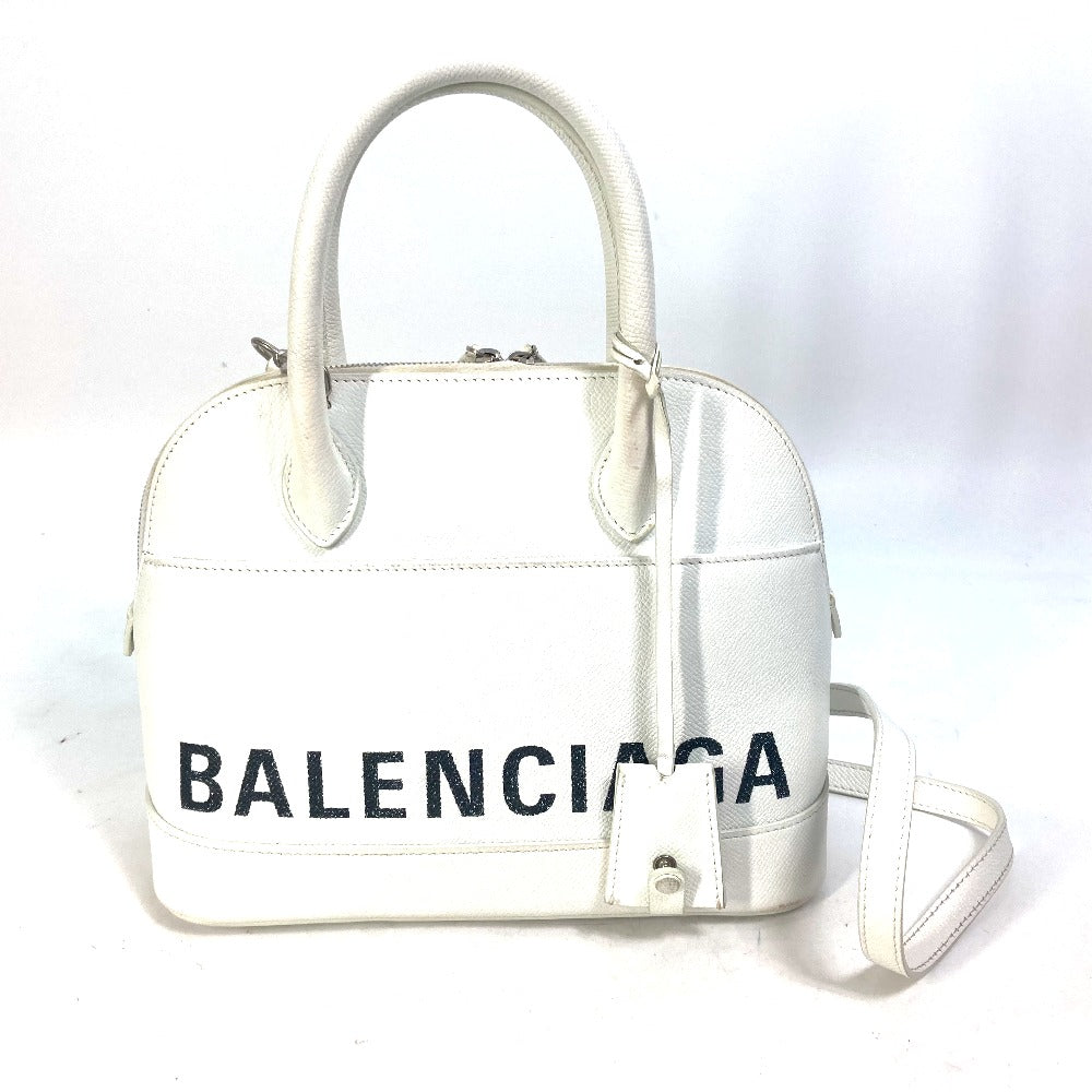 BALENCIAGA 550645 バイカラー カバン ヴィル トップ ハンドル S 2WAY カバン ショルダーバッグ 斜め掛け ハンドバッグ レザー レディース ホワイト