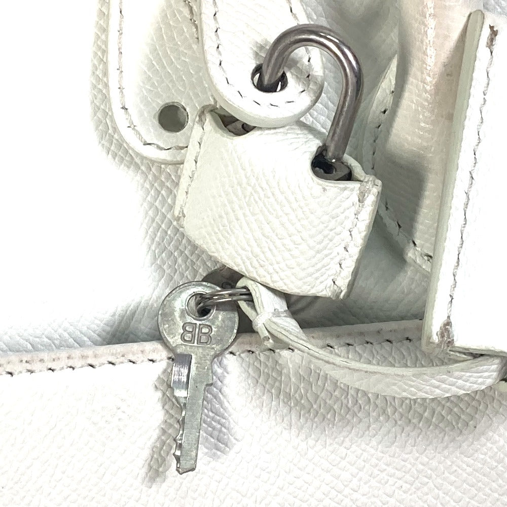 BALENCIAGA 550645 バイカラー カバン ヴィル トップ ハンドル S 2WAY カバン ショルダーバッグ 斜め掛け ハンドバッグ レザー レディース ホワイト