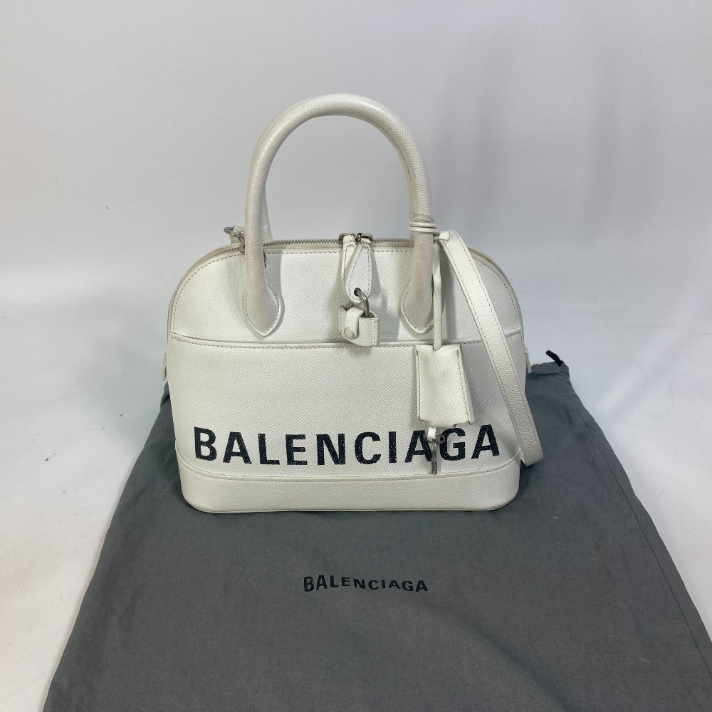 BALENCIAGA 550645 バイカラー カバン ヴィル トップ ハンドル S 2WAY カバン ショルダーバッグ 斜め掛け ハンドバッグ レザー レディース ホワイト