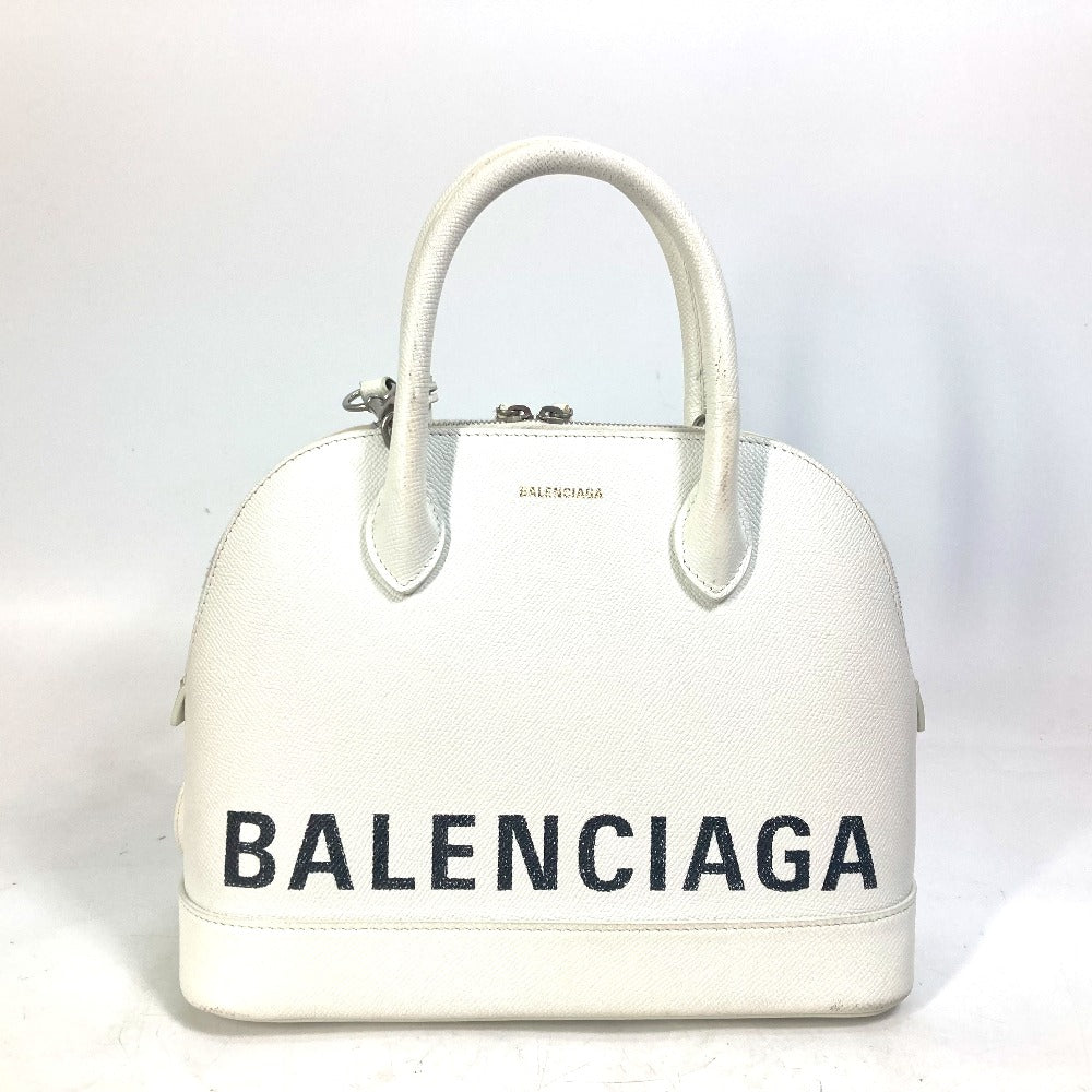 BALENCIAGA 550645 バイカラー カバン ヴィル トップ ハンドル S 2WAY カバン ショルダーバッグ 斜め掛け ハンドバッグ レザー レディース ホワイト