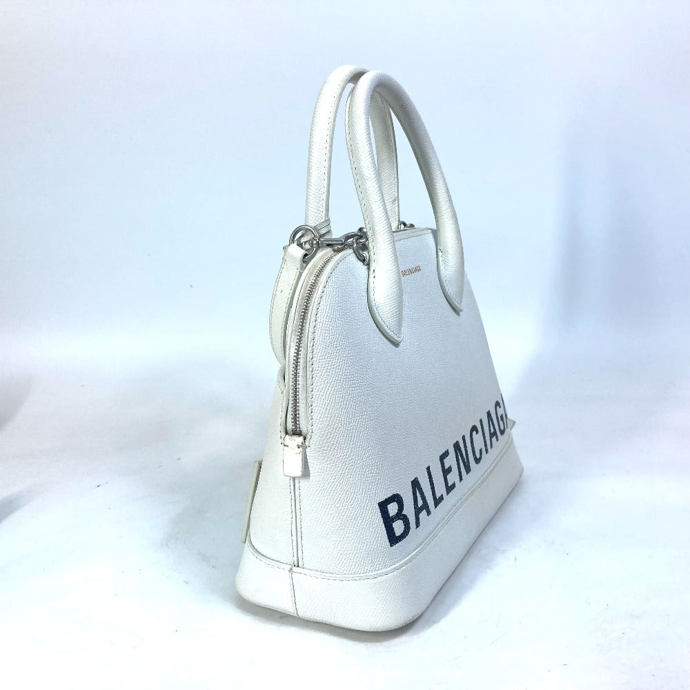 BALENCIAGA 550645 バイカラー カバン ヴィル トップ ハンドル S 2WAY カバン ショルダーバッグ 斜め掛け ハンドバッグ レザー レディース ホワイト