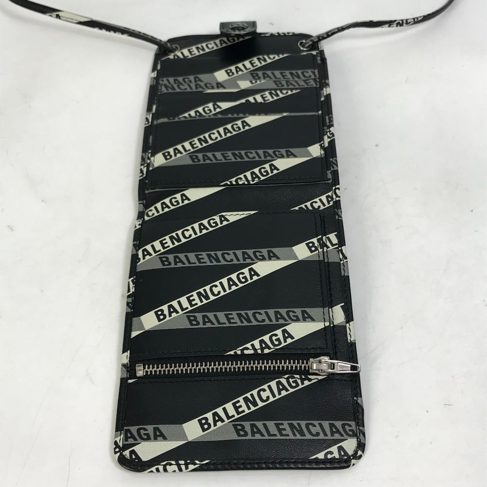 BALENCIAGA 541567 Explorer Shoulder Wallet with Logo, Leather, Black, Men's