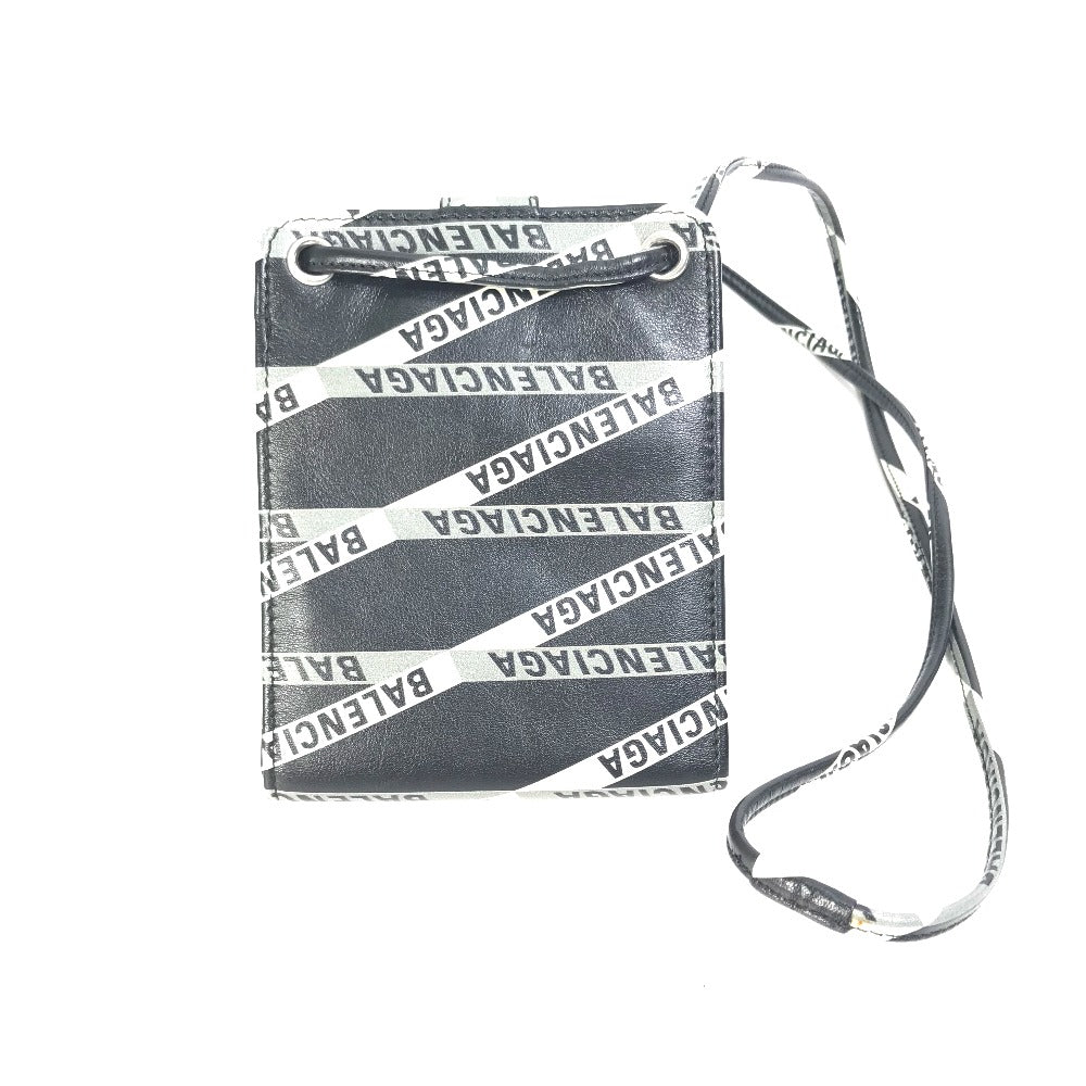 BALENCIAGA 541567 Explorer Shoulder Wallet with Logo, Leather, Black, Men's