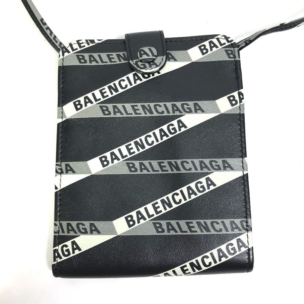 BALENCIAGA 541567 Explorer Shoulder Wallet with Logo, Leather, Black, Men's
