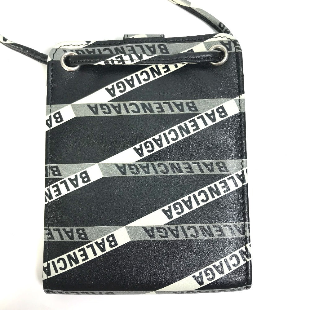 BALENCIAGA 541567 Explorer Shoulder Wallet with Logo, Leather, Black, Men's
