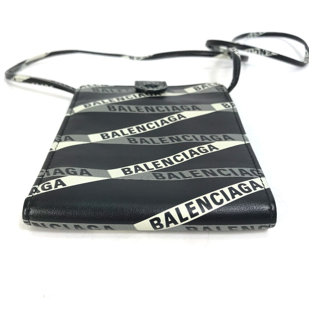 BALENCIAGA 541567 Explorer Shoulder Wallet with Logo, Leather, Black, Men's