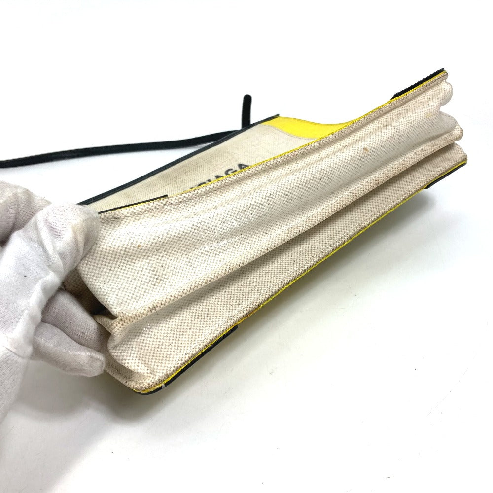 BALENCIAGA 339937 Navy Pochette Crossbody Clutch Bag Pouch Shoulder Bag Leather/Coated Canvas Women's Yellow