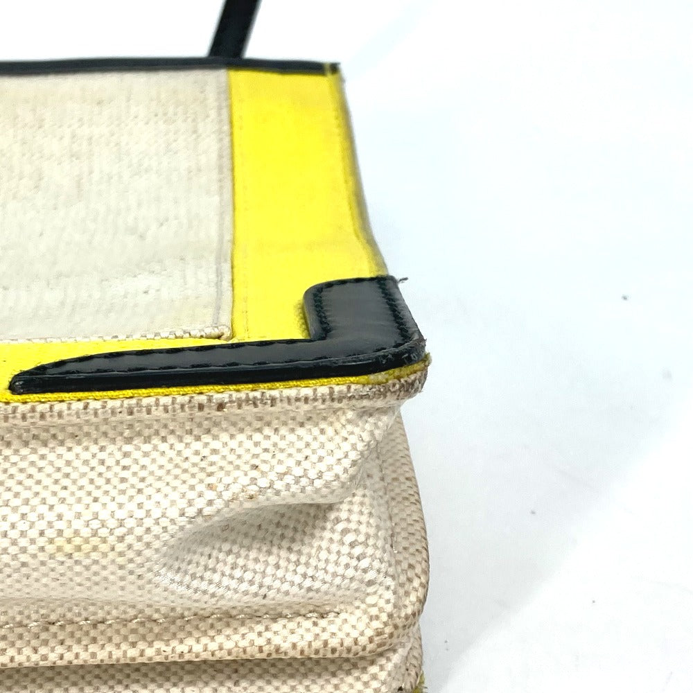 BALENCIAGA 339937 Navy Pochette Crossbody Clutch Bag Pouch Shoulder Bag Leather/Coated Canvas Women's Yellow