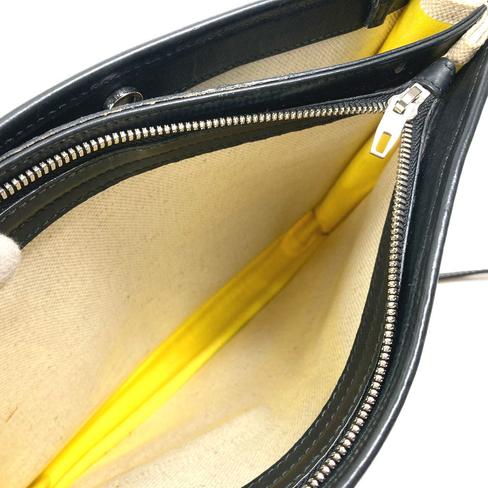 BALENCIAGA 339937 Navy Pochette Crossbody Clutch Bag Pouch Shoulder Bag Leather/Coated Canvas Women's Yellow