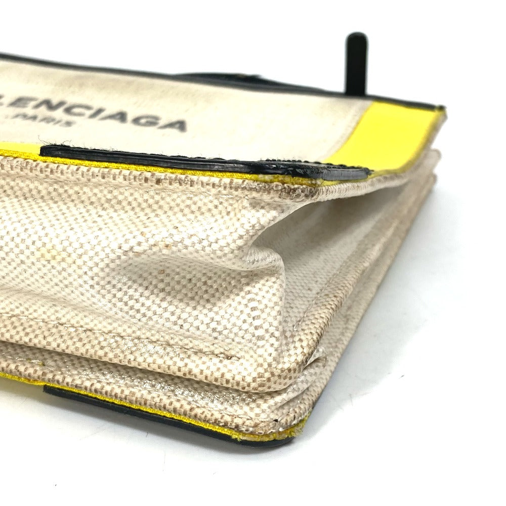 BALENCIAGA 339937 Navy Pochette Crossbody Clutch Bag Pouch Shoulder Bag Leather/Coated Canvas Women's Yellow