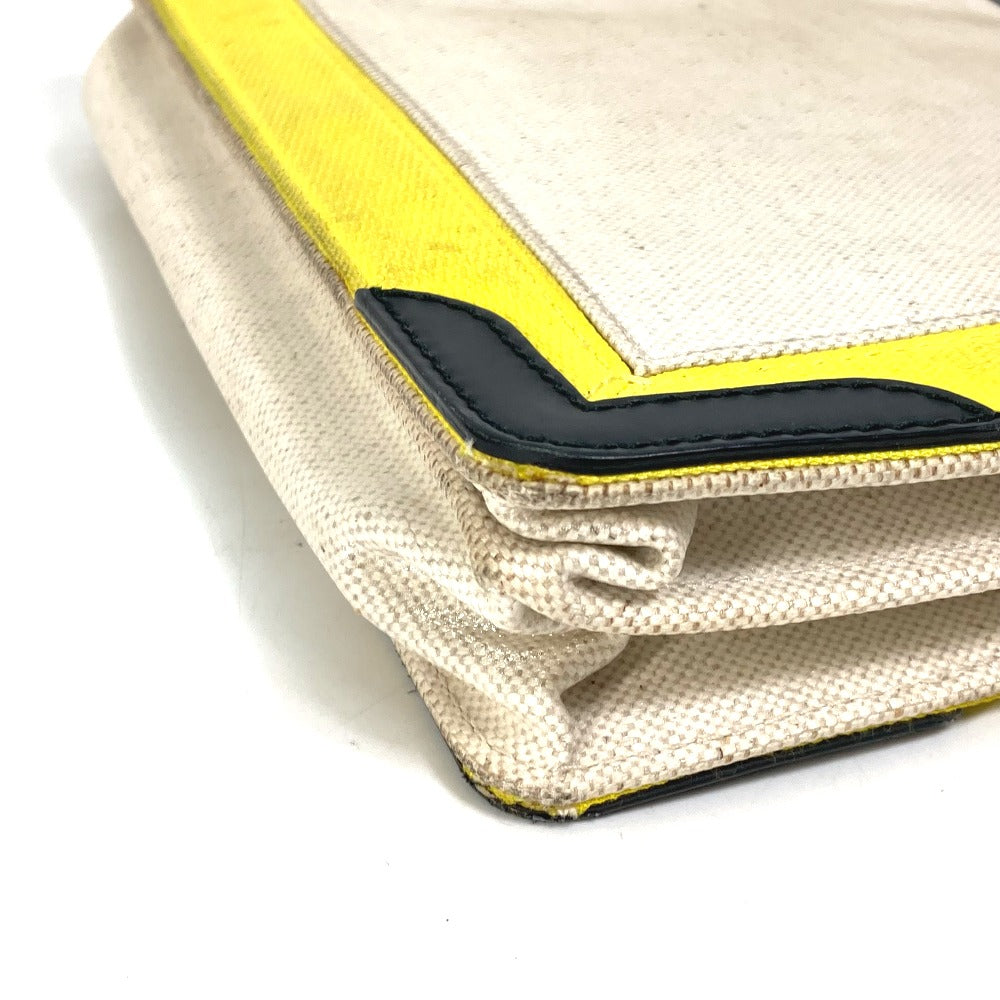 BALENCIAGA 339937 Navy Pochette Crossbody Clutch Bag Pouch Shoulder Bag Leather/Coated Canvas Women's Yellow