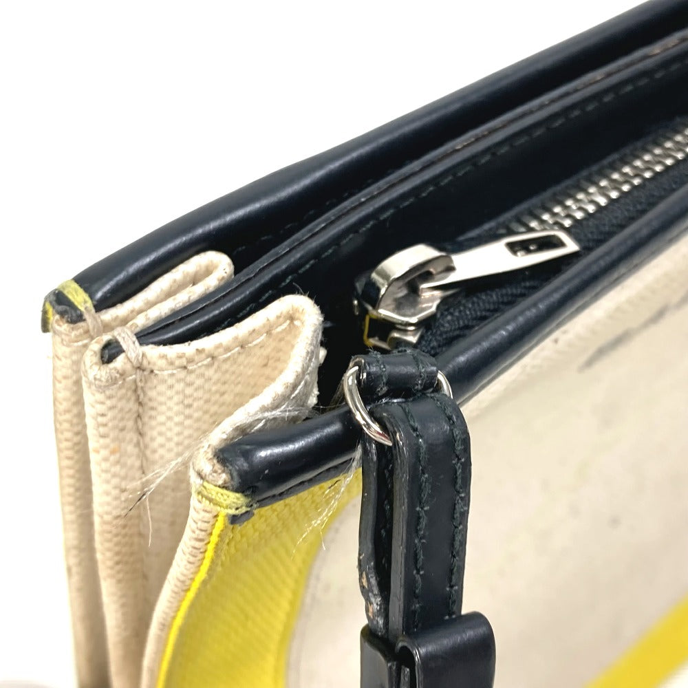 BALENCIAGA 339937 Navy Pochette Crossbody Clutch Bag Pouch Shoulder Bag Leather/Coated Canvas Women's Yellow