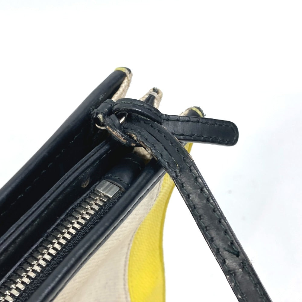 BALENCIAGA 339937 Navy Pochette Crossbody Clutch Bag Pouch Shoulder Bag Leather/Coated Canvas Women's Yellow
