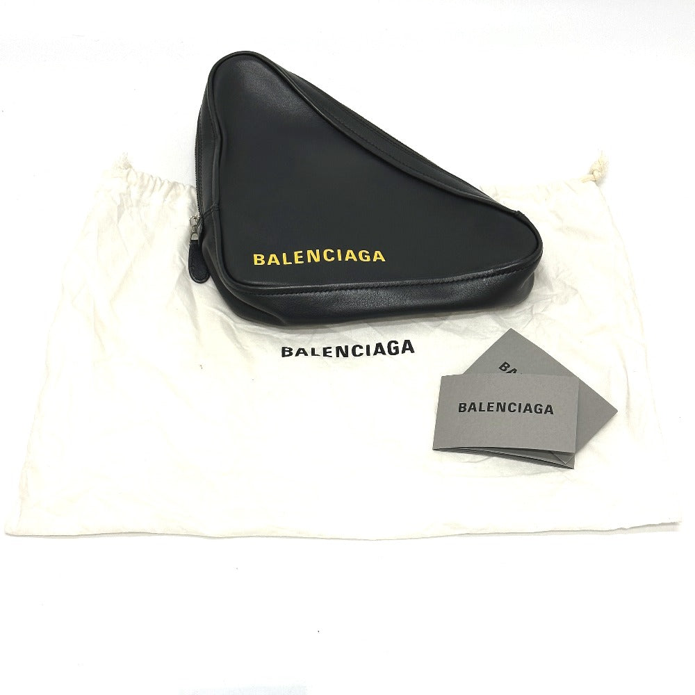 BALENCIAGA 476976 トライアングル 三角 クラッチバッグ カバン ポーチ レザー メンズ ブラック