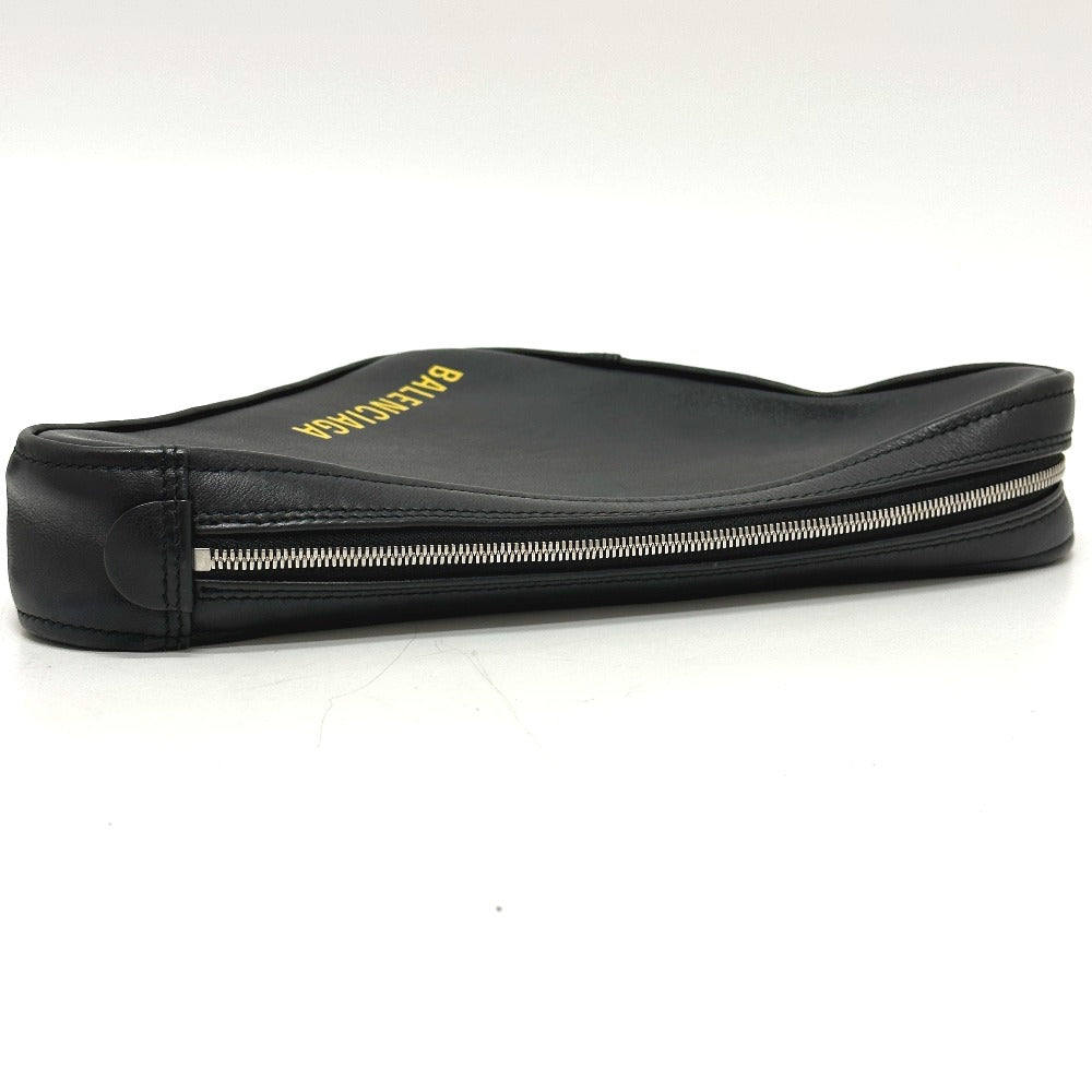 BALENCIAGA 476976 トライアングル 三角 クラッチバッグ カバン ポーチ レザー メンズ ブラック