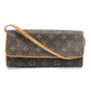 LOUIS VUITTON M51852 Pochette Twin GM 2-Way Clutch/Shoulder Bag, Monogram Canvas, Women's, Brown