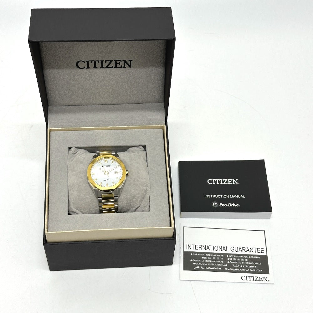 CITIZEN E111-008TT02 エコドライブ　 ソーラー コンビ アナログ 腕時計 SS メンズ シルバー
