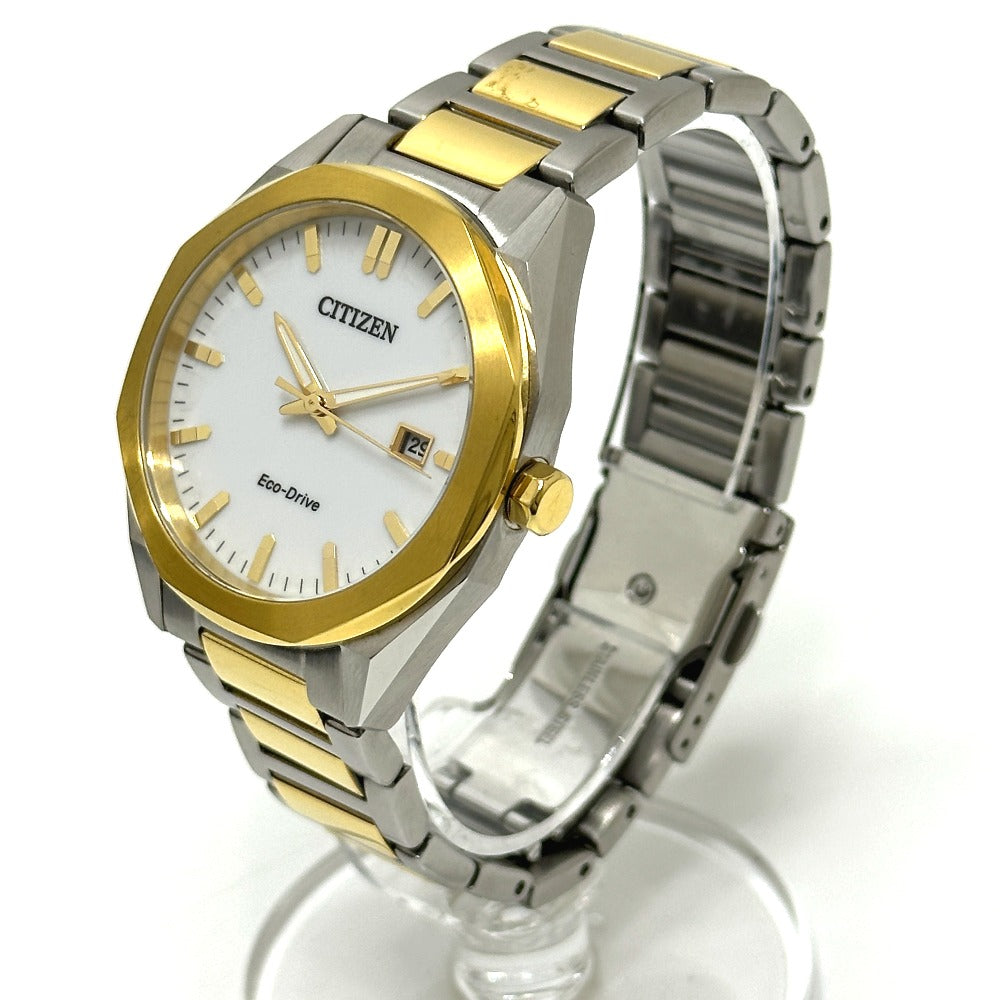 CITIZEN E111-008TT02 エコドライブ　 ソーラー コンビ アナログ 腕時計 SS メンズ シルバー