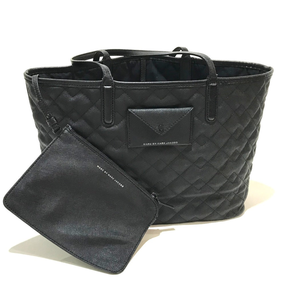 MARC BY MARC JACOBS Quilted Shoulder Bag/Tote Bag with Pouch, PVC/Leather, Women's, Black