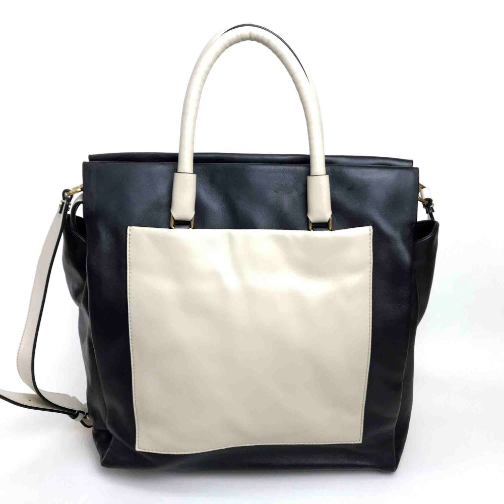 MARC BY MARC JACOBS two-tone tote bag, handbag, shoulder bag, crossbody bag, leather, women's, black
