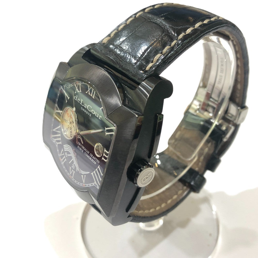 deLaCour Sakura Weekend Automatic Date Watch, Stainless Steel, Men's, Black