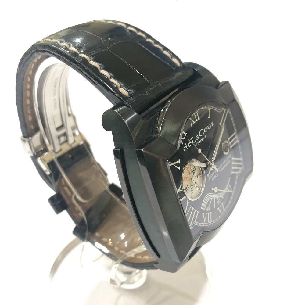 deLaCour Sakura Weekend Automatic Date Watch, Stainless Steel, Men's, Black