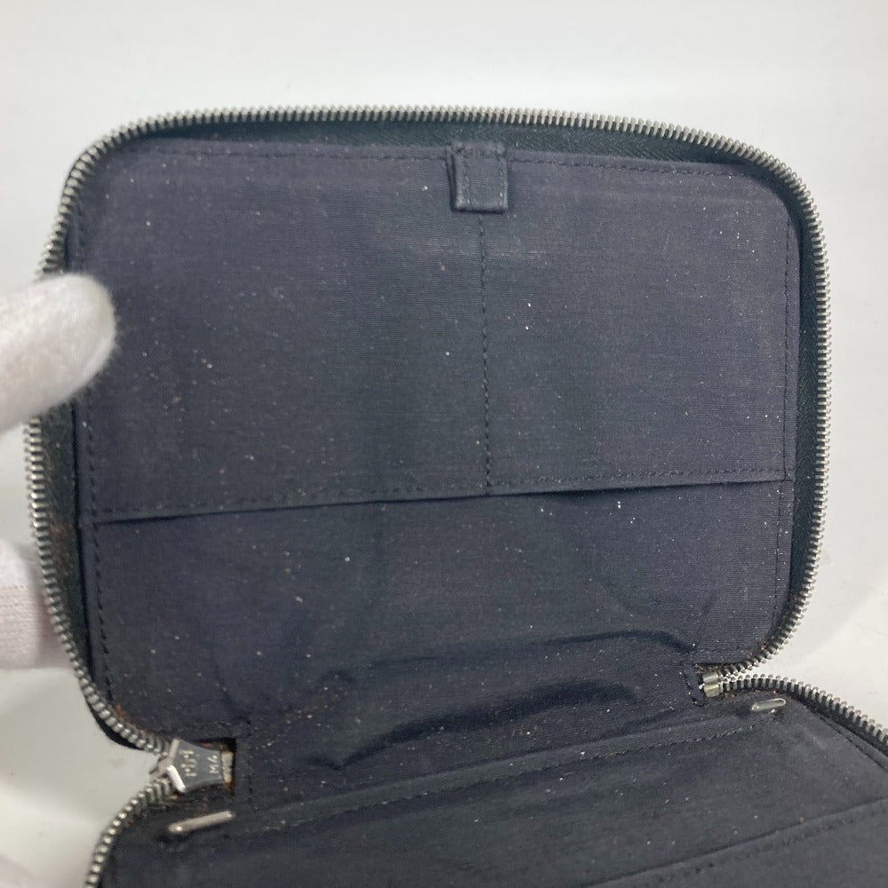 HERMES エールライン システム手帳 ステーショナリー ラウンドファスナー 手帳カバー キャンバス ユニセックス グレー